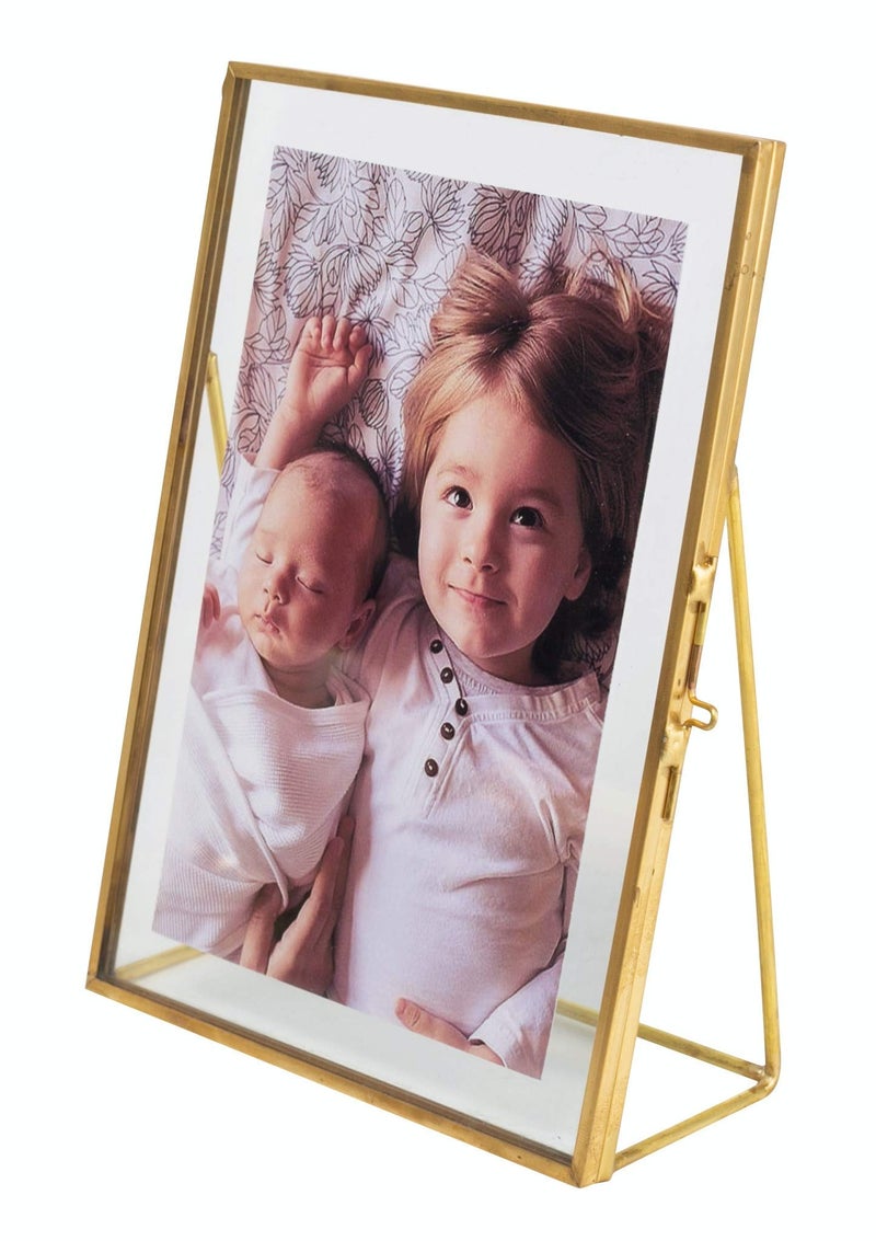 Levilan 6x8 Gold Photo Frame Vintage Style Antique Gold Standing Picture Frames with Pressed Glass, Brass (6 x 8) - Image 2