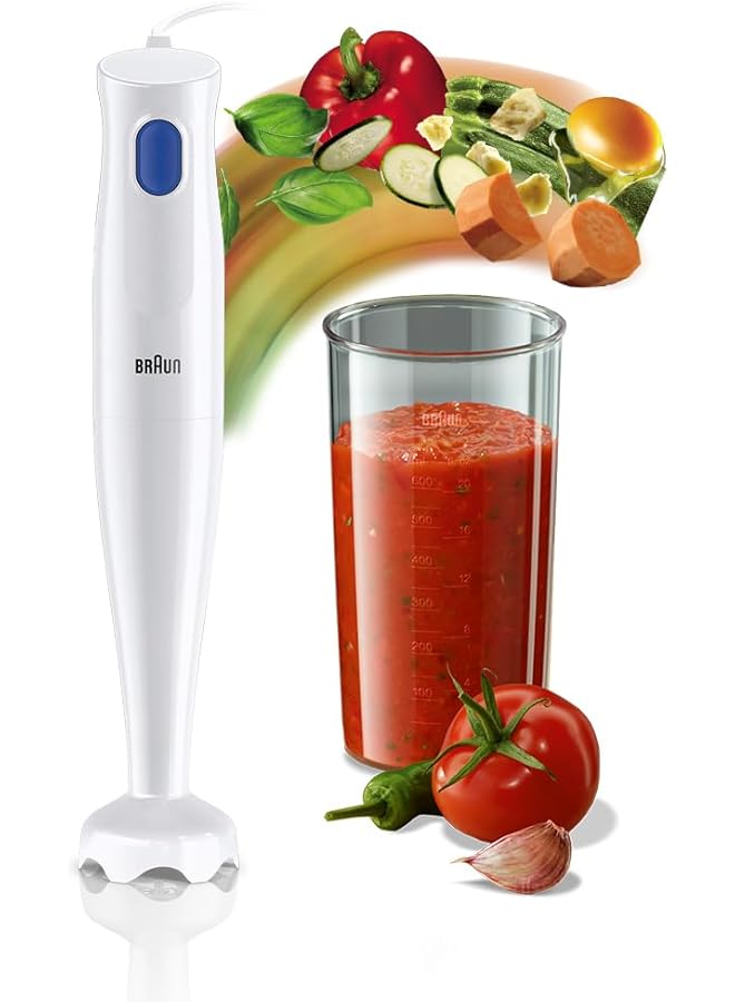 BRAUN Multi Quick 1 450W Hand Blender One Speed 0.600L Beaker Dishwasher Safe Mq10.001Mwh White - Image 1