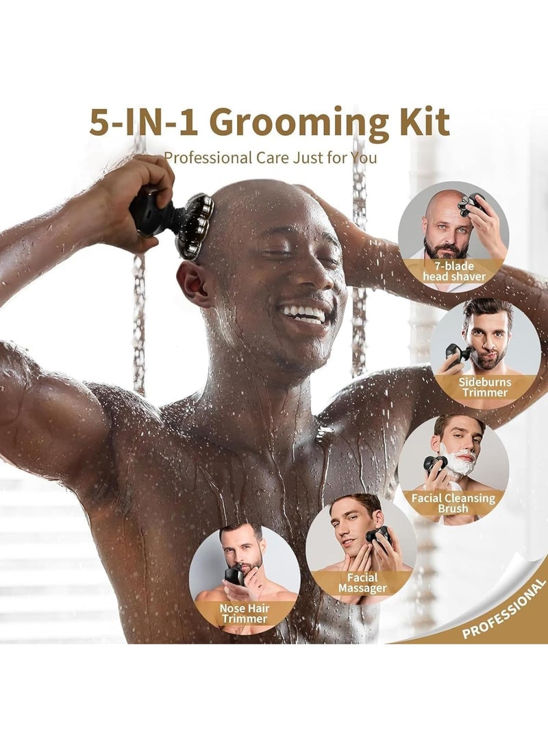 Head Shavers for Bald Men: 5-in-1 Electric Razor - Ipx7 Waterproof Shaving Grooming Kit for Balder - Turbo Speed & Precision Blades - Image 4