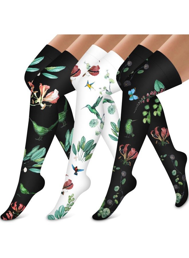 Bluemaple Thigh High Compression Socks for Women and Men Circulation(3 Pairs) Over the Knee-Best Support for Running,Travel - Image 1