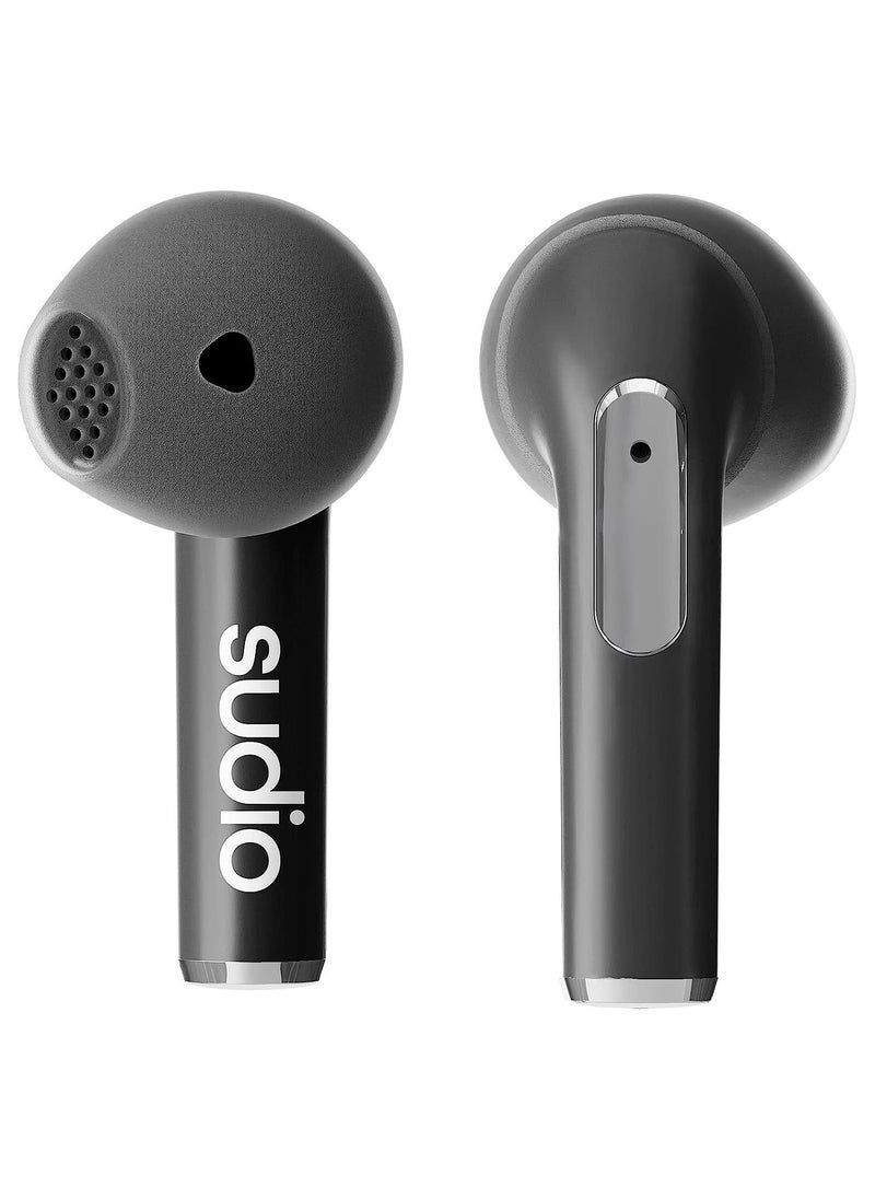 N2 True Wireless Bluetooth Open-Ear Earbuds - Multipoint Connection, Built-in Microphone for Calls, 30h Battery Time with Charging Case, IPX4 Water Resistant, USB-C and Wireless Charging - Black