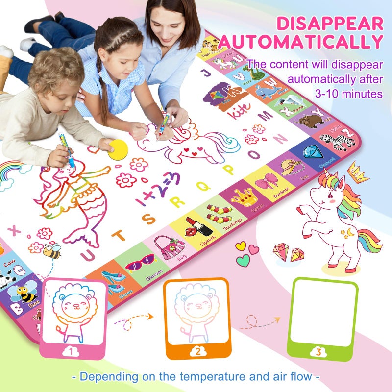 Wedopro Toddlers Toys Water Doodle Mat: 48 X 32 Inch Large Mess Free Coloring & Drawing Mat - Instant Drying - Kids Educational Toys for Girls Age 3-5 Home Activities - Birthday/Christmas Gifts for Girls Boys - Image 4