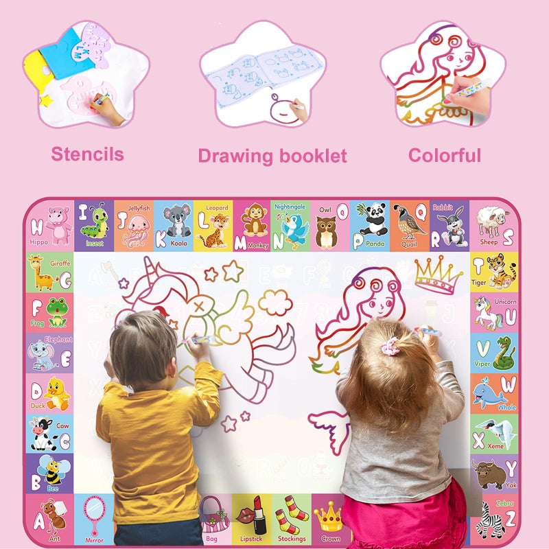 Wedopro Toddlers Toys Water Doodle Mat: 48 X 32 Inch Large Mess Free Coloring & Drawing Mat - Instant Drying - Kids Educational Toys for Girls Age 3-5 Home Activities - Birthday/Christmas Gifts for Girls Boys - Image 5