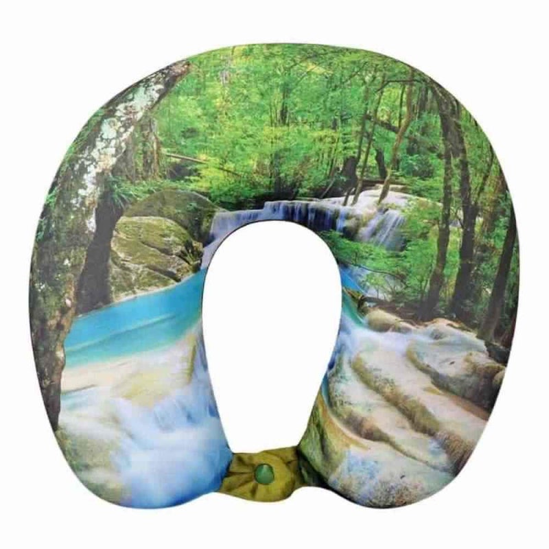 Viaggi Green Forest 3D Print U Shaped Memory Foam Travel Neck and Neck Pain Relief Comfortable Super Soft Orthopedic Cervical Pillows