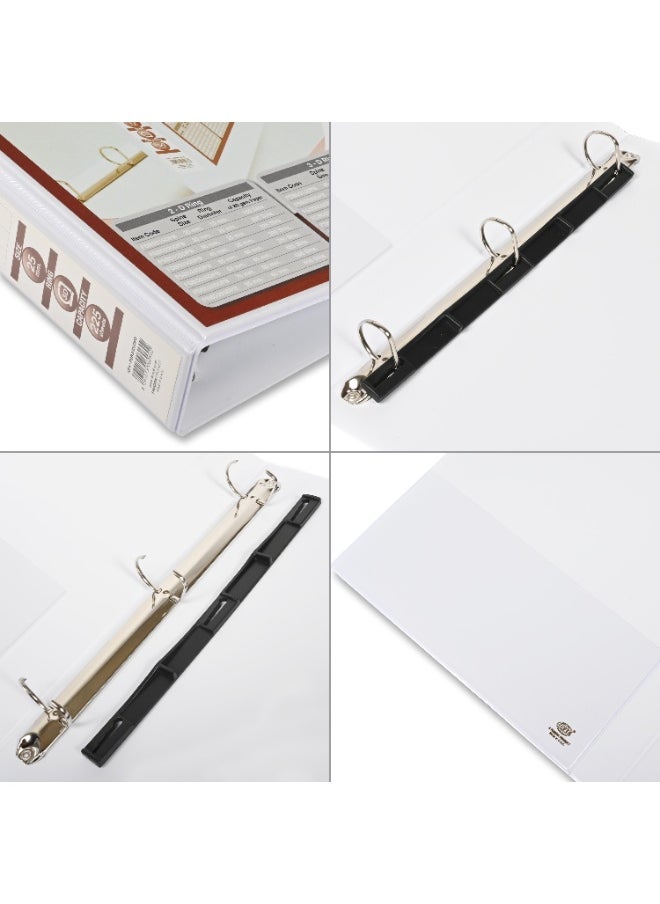 FIS Presentation Binder, A4 Size(210x297mm), 3[D]Ring Type, 25mm Ring Size, 1.50" Inches Spine with Clear PVC Pocket For Easy Insert Your Label Design, Packet of 2 Pieces, White Color-FSBD325DPB/2  - Image 2