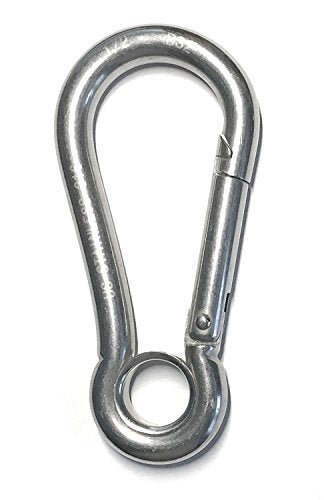 US STAINLESS Stainless Steel 316 Spring Hook with Eyelet Carabiner 1/2" (12mm) Marine Grade - Image 1