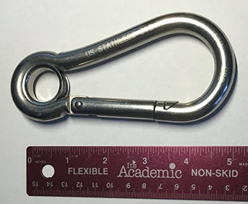 US STAINLESS Stainless Steel 316 Spring Hook with Eyelet Carabiner 1/2" (12mm) Marine Grade - Image 3