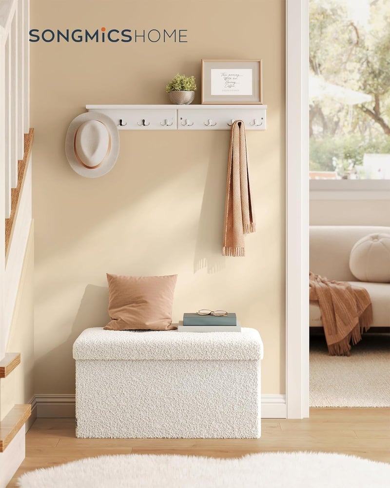 SONGMICS Storage Ottoman Bench, Storage Chest, 38 x 76 x 38 cm, End of Bed Bench, Load up to 300 kg, for Living Room, Bedroom, Entryway, Cream White - Image 2
