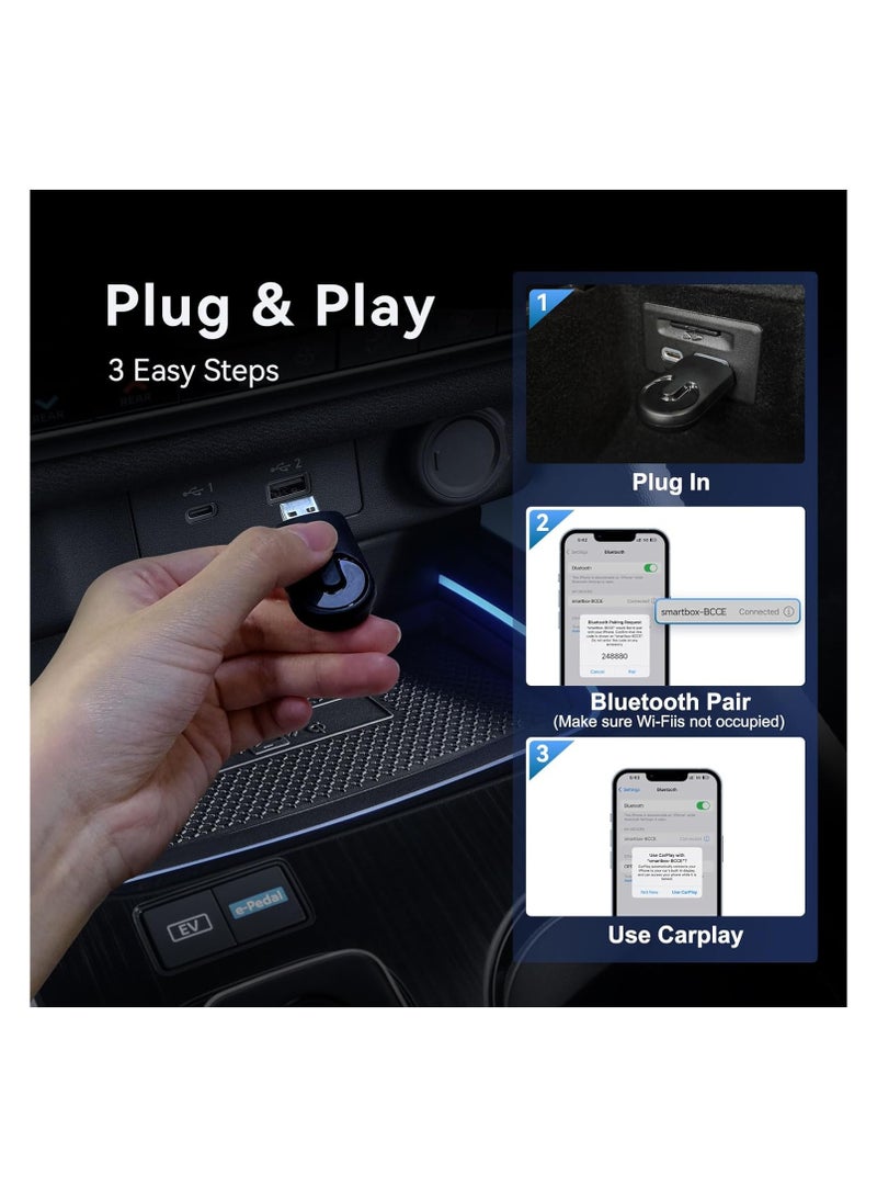 Wireless CarPlay Adapter, Converts Wired to Wireless CarPlay, Plug  Play Dongle for Cars (2015+), Compatible with iOS 10+, Carplay Converts Wired to Wireless, CarPlay Dongle for Wireless Control - Image 4