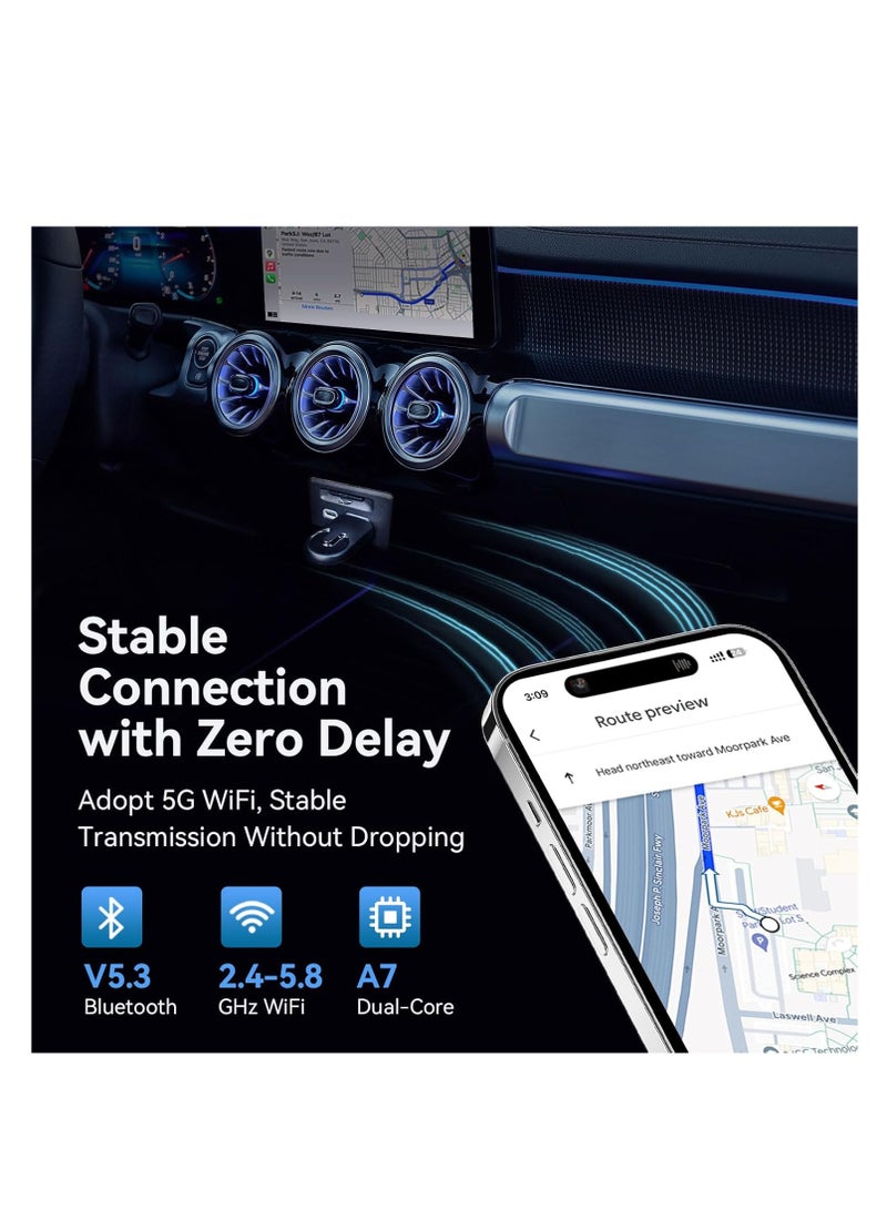 Wireless CarPlay Adapter, Converts Wired to Wireless CarPlay, Plug  Play Dongle for Cars (2015+), Compatible with iOS 10+, Carplay Converts Wired to Wireless, CarPlay Dongle for Wireless Control - Image 5