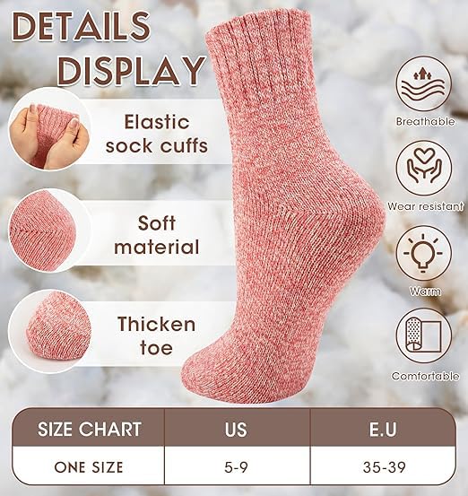 YSense مجموعة YSense من 5 أزواج من جوارب الصوف النسائية هدايا شتوية دافئة للجوارب، مقاس واحد - Image 3