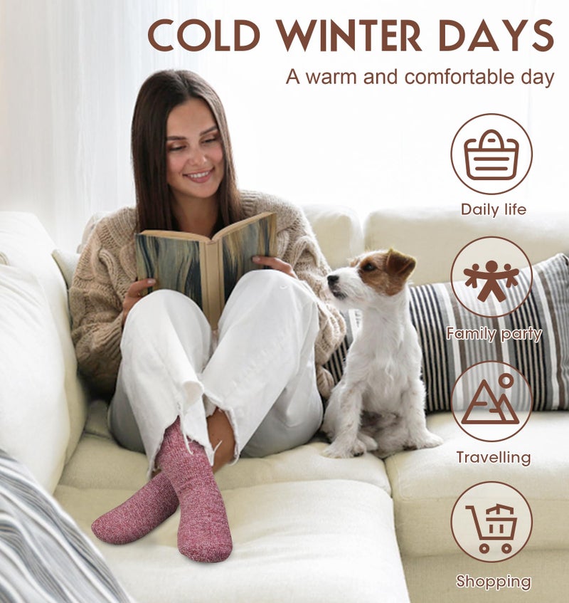 YSense مجموعة YSense من 5 أزواج من جوارب الصوف النسائية هدايا شتوية دافئة للجوارب، مقاس واحد - Image 5