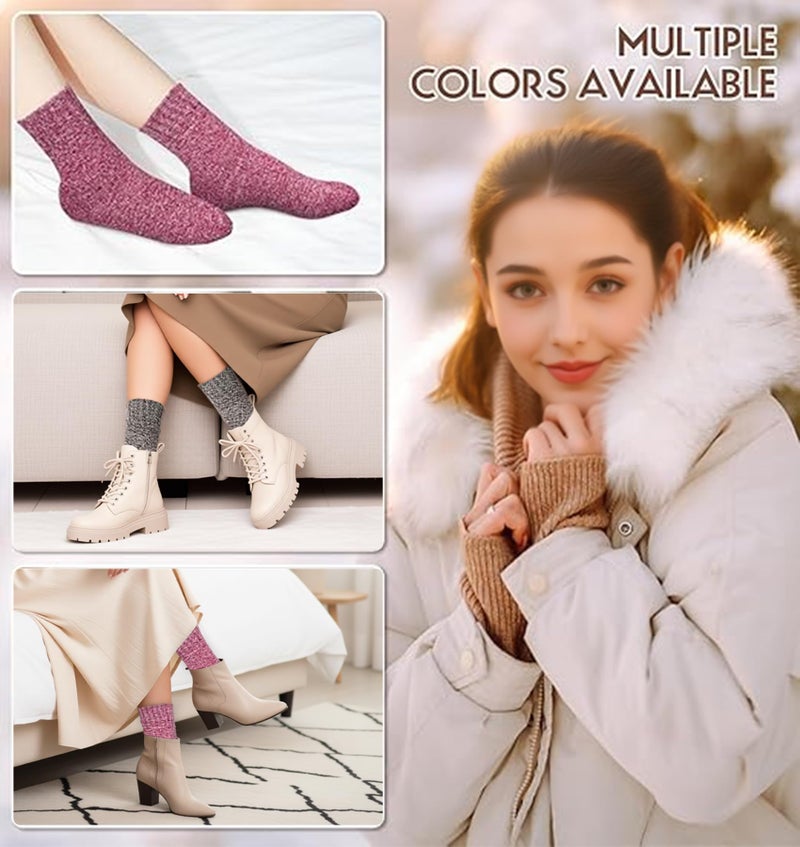 YSense مجموعة YSense من 5 أزواج من جوارب الصوف النسائية هدايا شتوية دافئة للجوارب، مقاس واحد - Image 4
