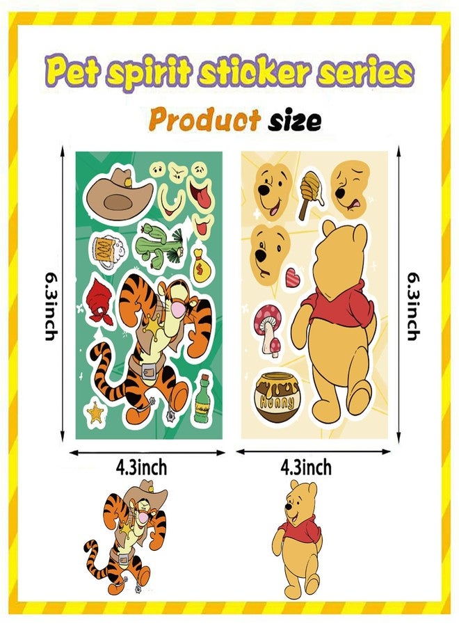 LHST 24 Sheets Make a Face Winnie Pooh Bear Stickers for Teens, Make Your Own Stickers for Teens Crafts Party Favor, Rewards, Art Craft, Birthday Gift (Winnie) - Image 2