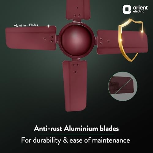 Orient Electric 600 MM New Air Plus | 4 Blade Small Ceiling Fan for Kitchen | 100% Copper Motor | Aluminium blades | 24 Inch Fan | 2 Years Warranty | Brown - Image 3