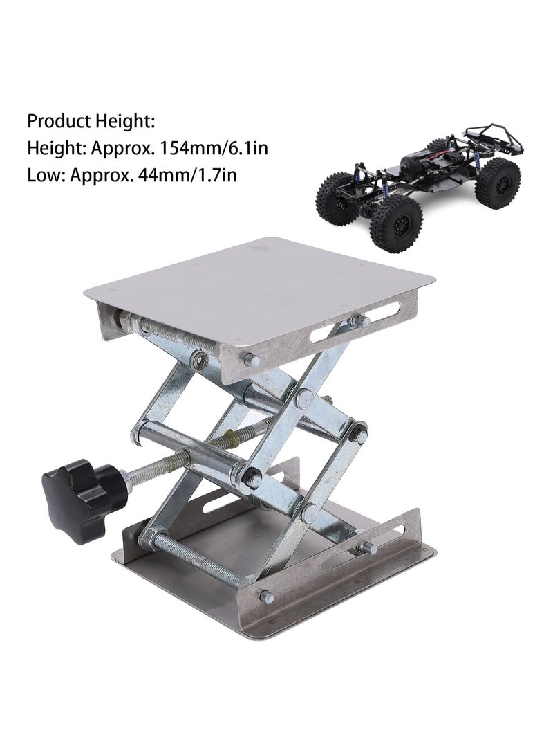SYOSI "Lab Scissors Jack, Stainless Steel RC Jack, Lifting Platform, Manual Miniature Lift Stand Table for RC Cars,Stainless Steel Laboratory Support Jack Platform with Black Hand Wheel " - Image 5