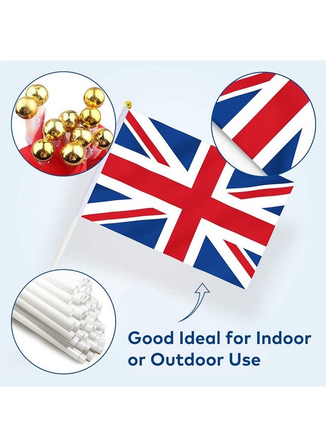 AhfuLife - Union Jack Hand Held Flag 5.5 × 8.2 Inch, 30 Pcs Uk Stick Flags Mini Flags Double Sided With 11.8 Inch White Pole For Olympic Party Decorations, Patriotic Activities, Sport Event - Image 1