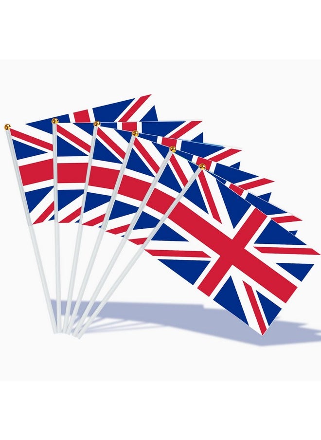 AhfuLife - Union Jack Hand Held Flag 5.5 × 8.2 Inch, 30 Pcs Uk Stick Flags Mini Flags Double Sided With 11.8 Inch White Pole For Olympic Party Decorations, Patriotic Activities, Sport Event - Image 1