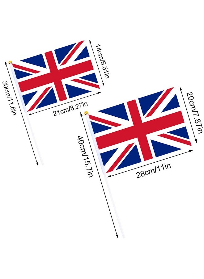 AhfuLife - Union Jack Hand Held Flag 5.5 × 8.2 Inch, 30 Pcs Uk Stick Flags Mini Flags Double Sided With 11.8 Inch White Pole For Olympic Party Decorations, Patriotic Activities, Sport Event - Image 1
