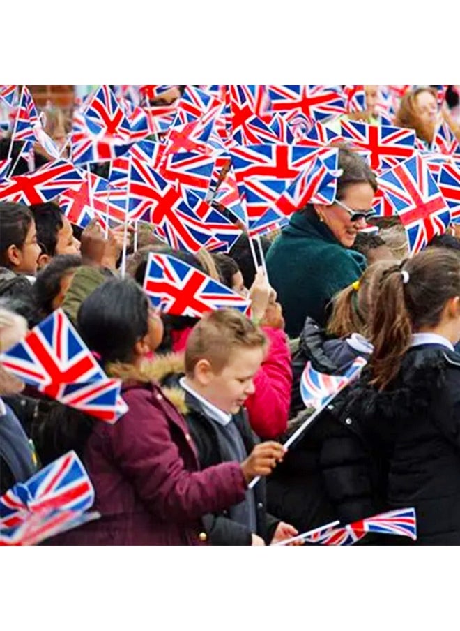 AhfuLife - Union Jack Hand Held Flag 5.5 × 8.2 Inch, 30 Pcs Uk Stick Flags Mini Flags Double Sided With 11.8 Inch White Pole For Olympic Party Decorations, Patriotic Activities, Sport Event - Image 1
