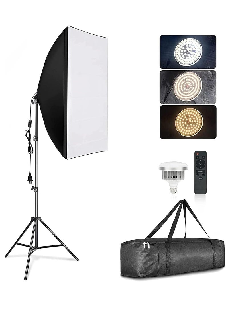 spa luxetique Photography Soft Box Lighting Kit with 3 Pcs 200W 3 Colors Bulbs Soft Boxes and Carry Bag for Portrait Product Shooting  - Image 1