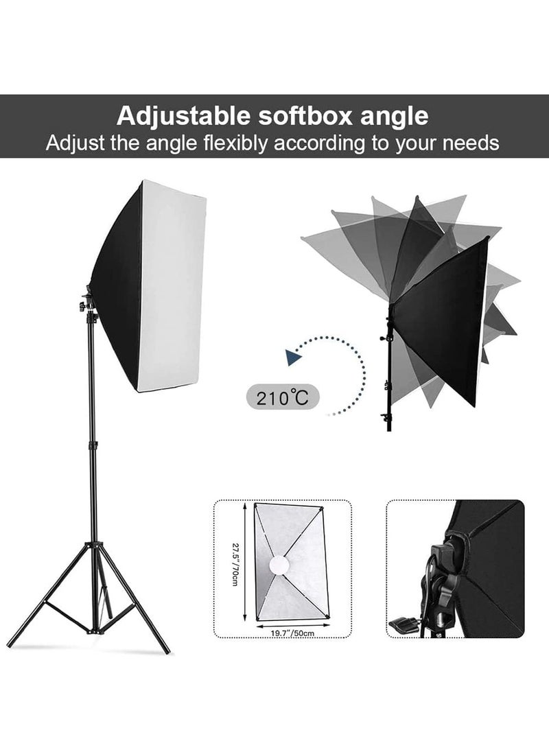spa luxetique Photography Soft Box Lighting Kit with 3 Pcs 200W 3 Colors Bulbs Soft Boxes and Carry Bag for Portrait Product Shooting  - Image 4