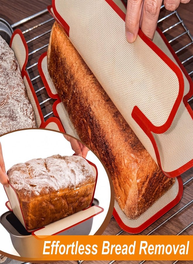 Singhoow 4 Pcs Silicone Loaf Pan Liners Leak-Proof Folded Reusable and Nonstick Silicone Bread Sling Liners Fits 8 x 5 & 9 x 5 Inch or 9.5 x 5 Inch Loaf Pans, Easy to Clean, Red - Image 2