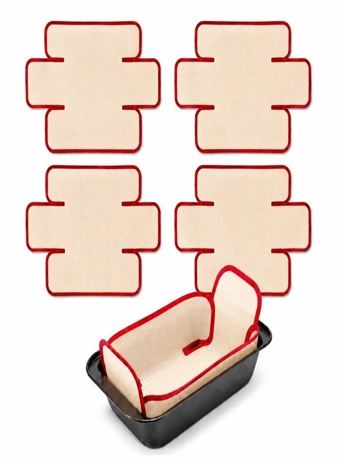 Singhoow 4 Pcs Silicone Loaf Pan Liners Leak-Proof Folded Reusable and Nonstick Silicone Bread Sling Liners Fits 8 x 5 & 9 x 5 Inch or 9.5 x 5 Inch Loaf Pans, Easy to Clean, Red - Image 1