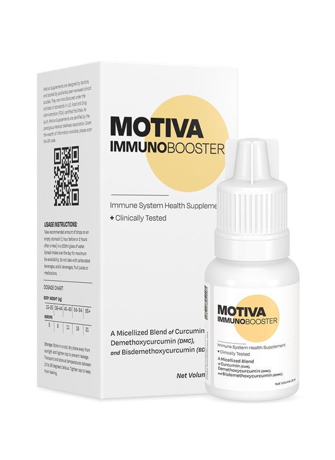 MOTIVA - Immuno Booster Turmeric Curcumin Vitamins D3 With B12 Anti Inflammation Plus Immunity Highly Absorbent Supplement For Men And Women 25ml - Image 1
