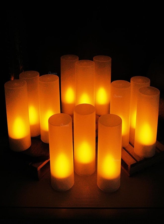 Chronos LED Rechargeable Flameless Tealight, Flickering Tealight Candles White Base with Charging Station (Pack of 12) - Image 4