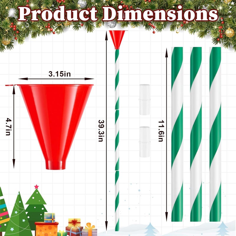 VICAMB 39.3 Inch Christmas Tree Watering Funnel,Green and White Striped Christmas Tree Watering System Device,Long Tree Watering Funnel Spout for Indoor Outdoor Xmas Tree - Image 2