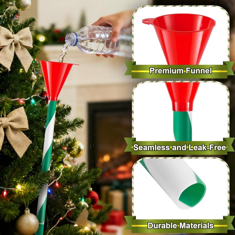VICAMB 39.3 Inch Christmas Tree Watering Funnel,Green and White Striped Christmas Tree Watering System Device,Long Tree Watering Funnel Spout for Indoor Outdoor Xmas Tree - Image 5