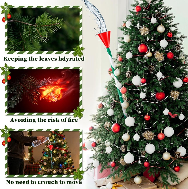 VICAMB 39.3 Inch Christmas Tree Watering Funnel,Green and White Striped Christmas Tree Watering System Device,Long Tree Watering Funnel Spout for Indoor Outdoor Xmas Tree - Image 3