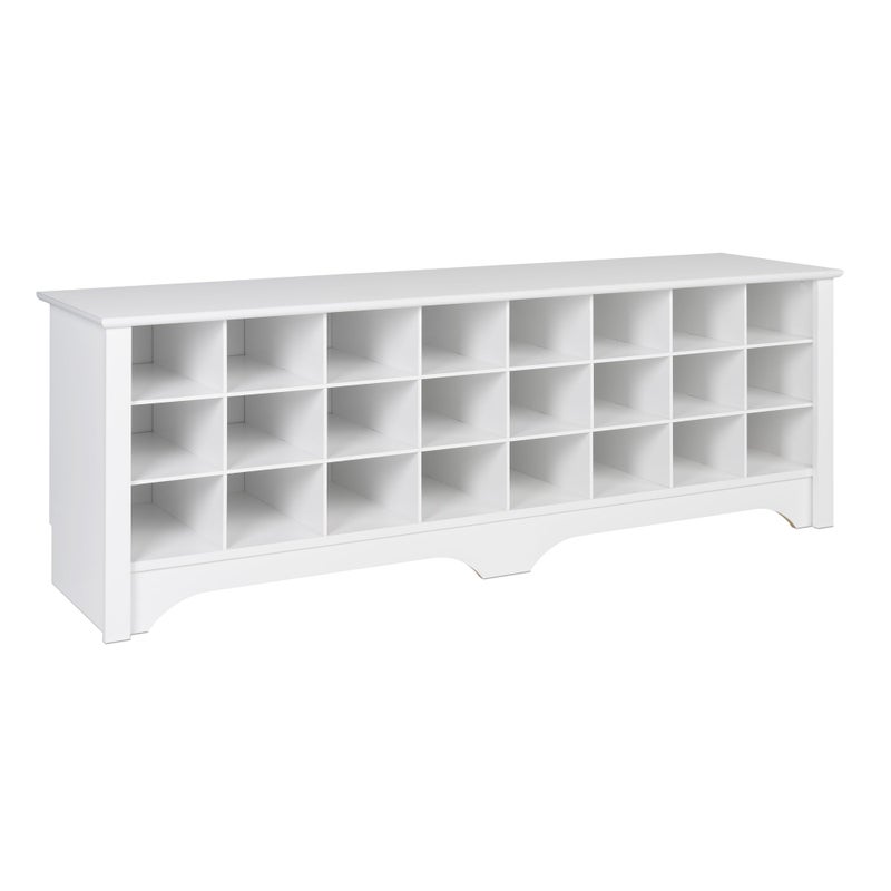 Prepac Prepac White Hall Bench with Storage and Seating 24Shoe Cubby Bench Ideal White Shoe Rack for Entryway Sized 155 D x 60 W x 2025 H