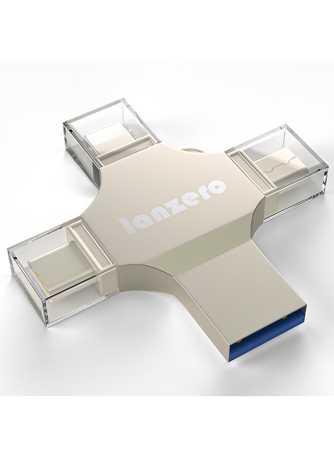 Lanzero Lanzero 128GB 4-in-1 Metal USB Flash Drive Mobile Phone Computer Dual Use USB Flash Drive For Type-C Micro USB iOS Devices  - Image 3