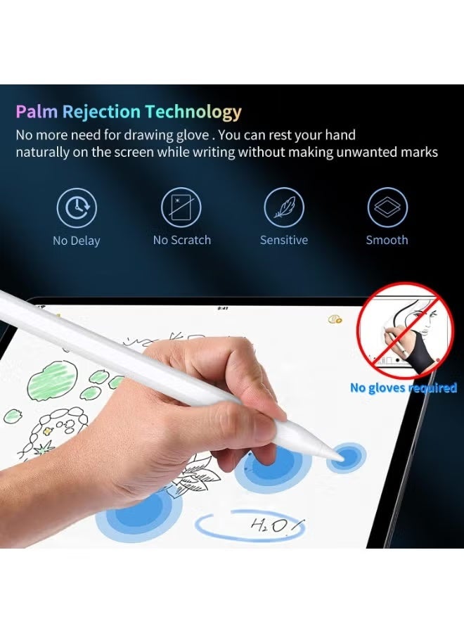 قلم ستايلس لجهاز iPad 2018–2022، تقنية رفض راحة اليد، حساسية للإمالة، تثبيت مغناطيسي، شحن سريع USB-C، متوافق مع iPad وAir وMini وPro - Image 3