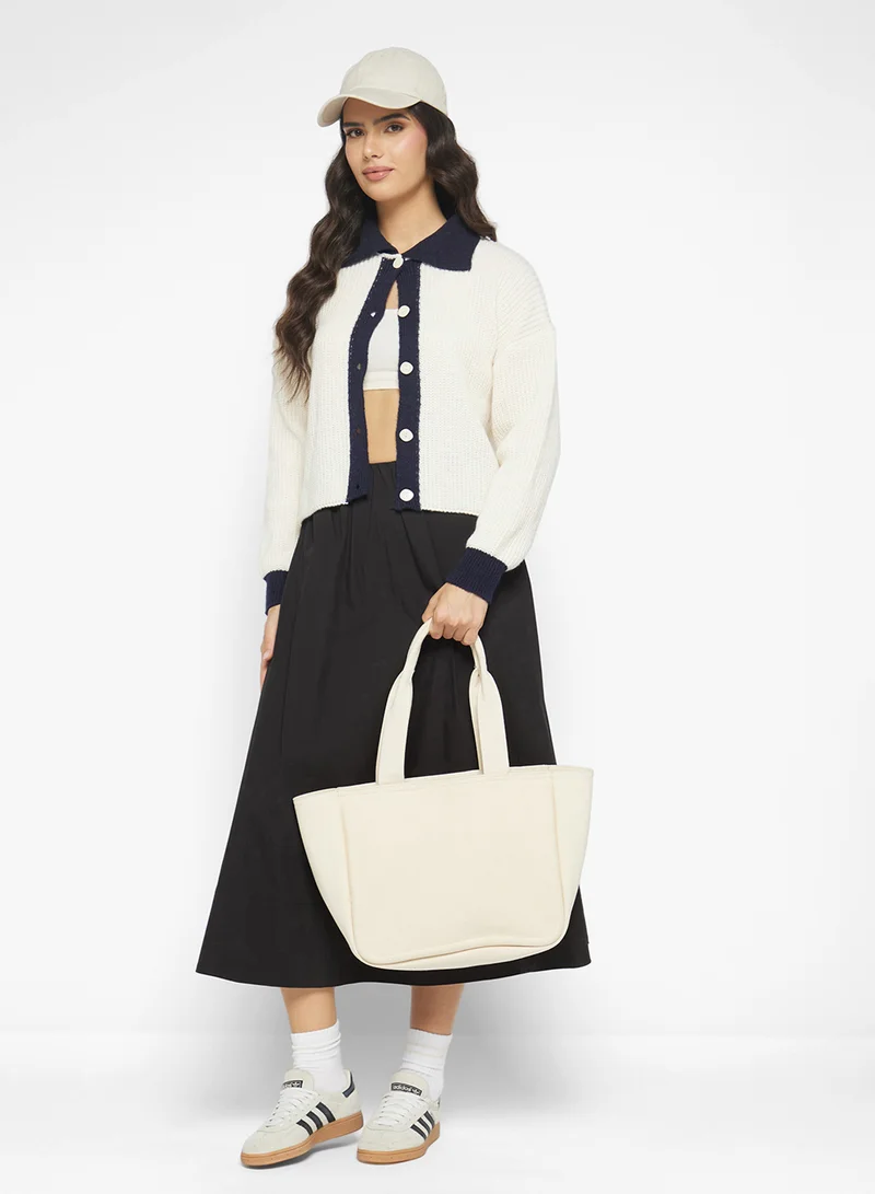 جينجر Classic Monochrome Button Up Cardigan