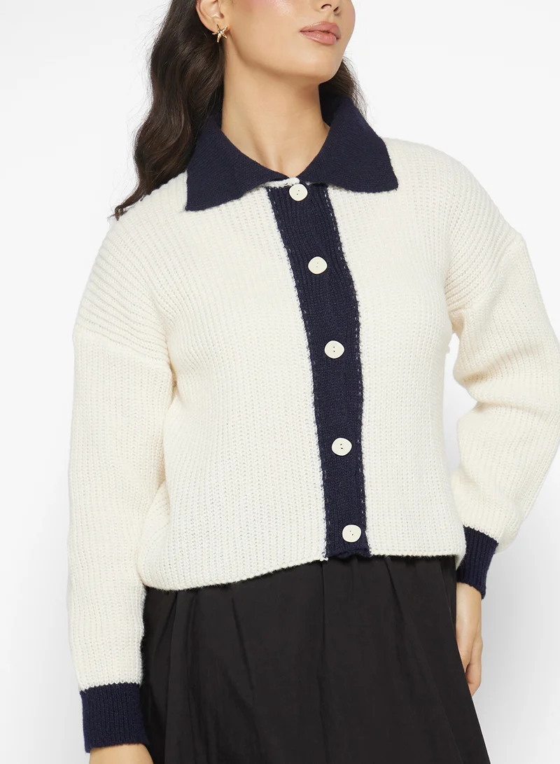 جينجر Classic Monochrome Button Up Cardigan