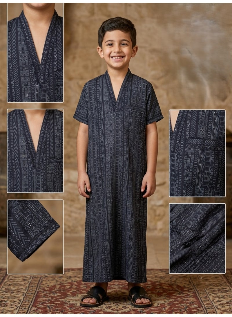 Baby nightgown, children's and newborn's robe, seven-piece robe, seven-piece boy's robe, children's nightgown, newborn nightgown, short-sleeved robe, half-sleeved robe, sleep shirt, short-sleeved shirt, loose-fitting shirt, Saudi house robe, newborn gifts, baby gifts, infant gifts, baby gifts, boy's gifts, children's clothes, gift for boys - Image 3