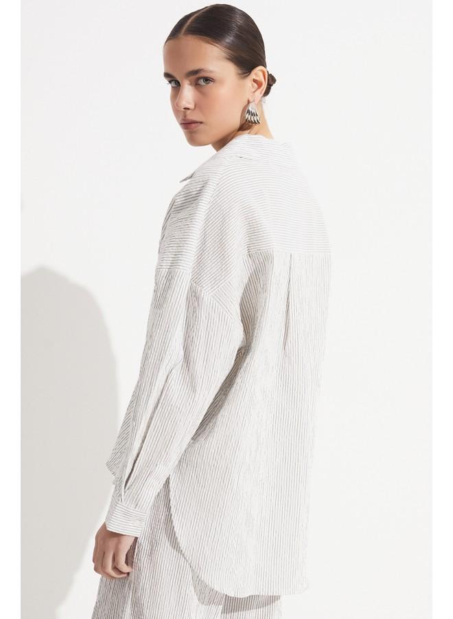 جون قميص مخطط من مزيج القطن حصري لشهر يونيو - Image 2