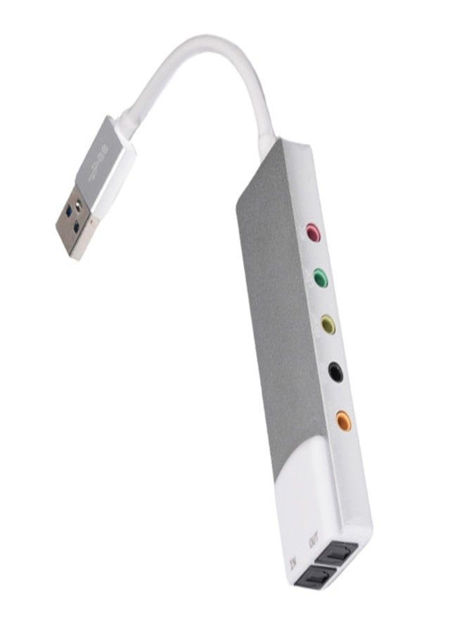 بطاقة صوت خارجية USB من HUANGENG مزودة بمنفذ صوت رقمي SPDIF لأنظمة الصوت المحيطي 5.1 و 7.1، هيكل من الألومنيوم - Image 1