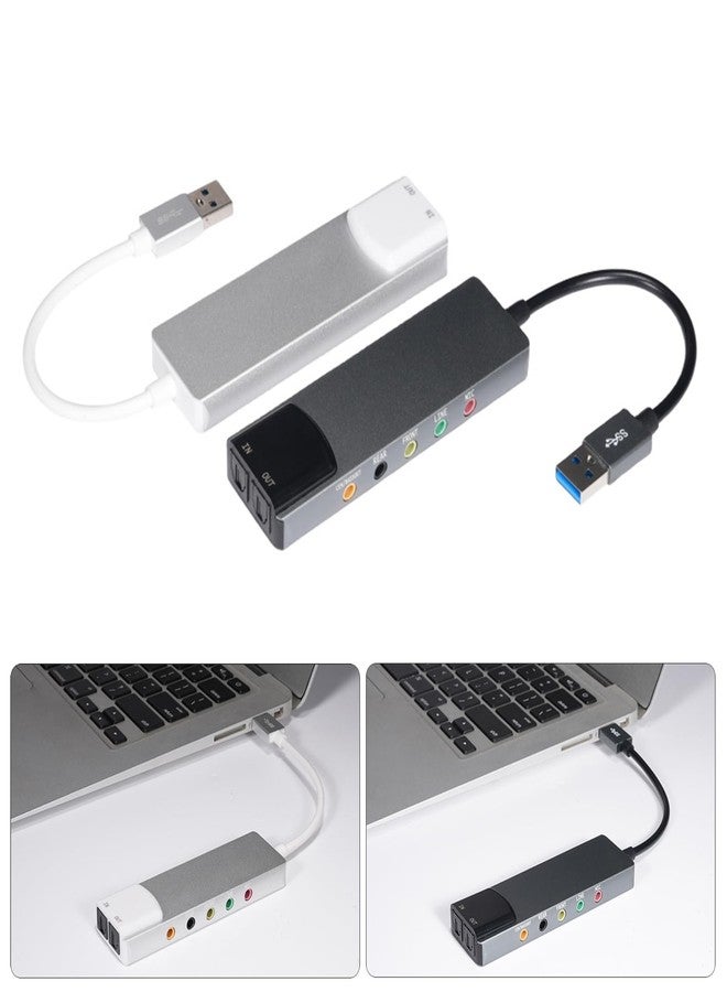 بطاقة صوت خارجية USB من HUANGENG مزودة بمنفذ صوت رقمي SPDIF لأنظمة الصوت المحيطي 5.1 و 7.1، هيكل من الألومنيوم - Image 2