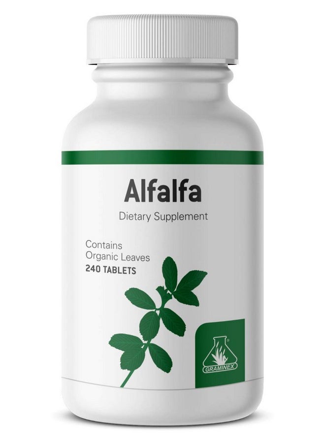 GRAMINEX - Alfalfa Tablets Non Gmo Green Superfood Supplement With Vitamins Minerals Amino Acids 240 Tablets - Image 1
