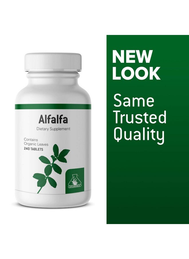GRAMINEX - Alfalfa Tablets Non Gmo Green Superfood Supplement With Vitamins Minerals Amino Acids 240 Tablets - Image 1