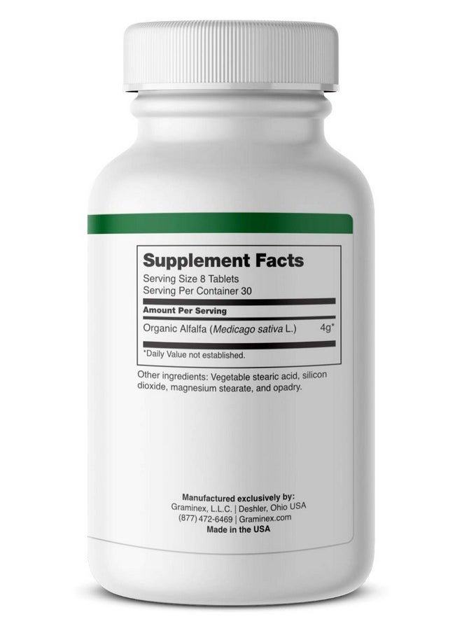 GRAMINEX - Alfalfa Tablets Non Gmo Green Superfood Supplement With Vitamins Minerals Amino Acids 240 Tablets - Image 1