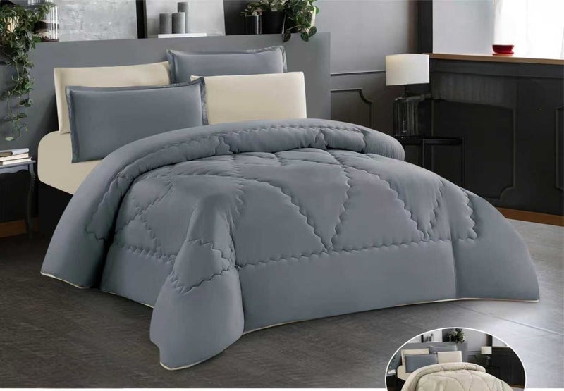 Modern-design solid-color bedspread set for a double bed (6 pieces), size 260x240 cm.