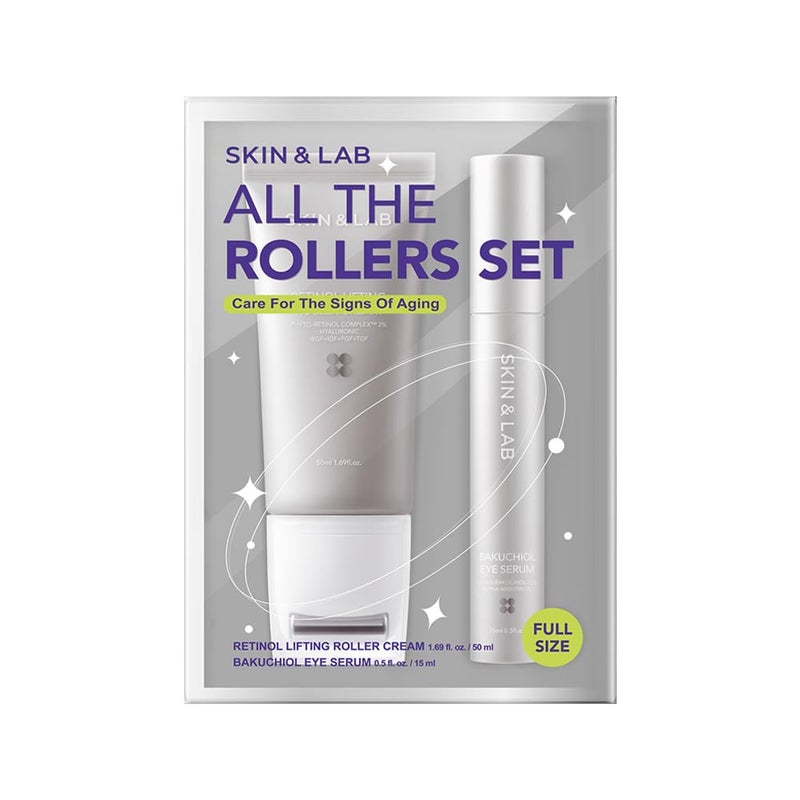 SKIN & LAB SKIN SCIENCE SOLUTION SKINLAB Antiaging Rollers Duo Set includes Bakuchiol Eye and Retinol Lifting Roller Korean Vegan Skincare Gift Set Gift for women Christmas skincare gift set