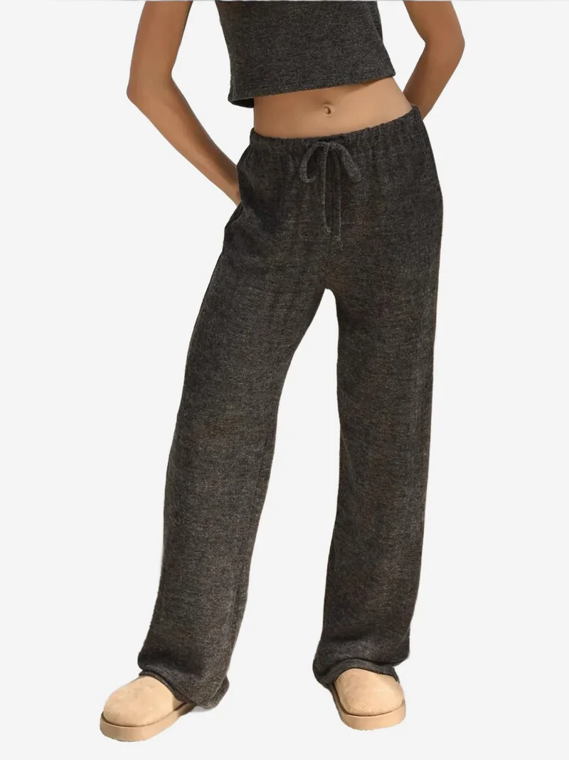 زوبعة بنطلون محبوك بنسيج ناعم مع أربطة