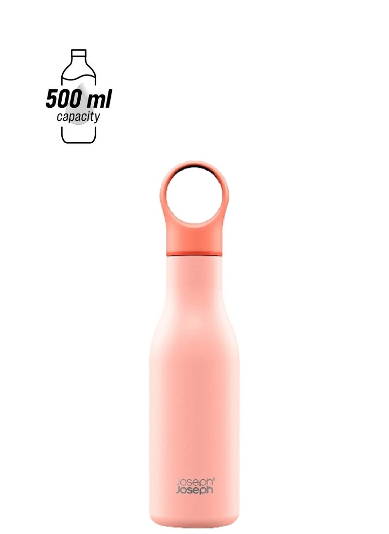Joseph Joseph Joseph Joseph Loop Stainless Steel Leak-Proof Vacuum Insulated Water Bottle Coral 500 ml 81119  - Image 1