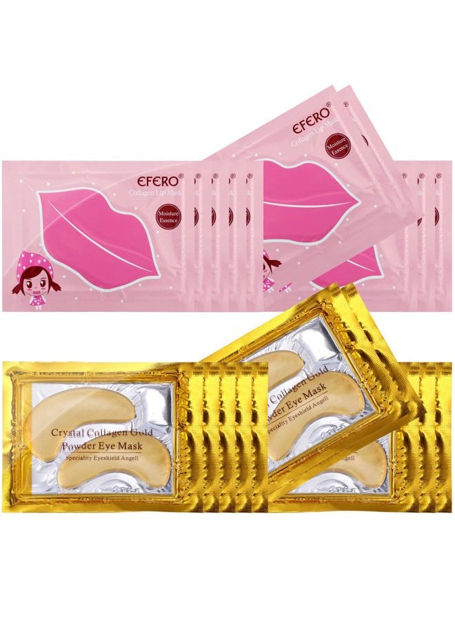 DELISOUL - 20 Pack Collagen Crystal Lip Masks, Gold Under Eye Masks Set Natural Moisturizing Gel Anti-Aging Anti Chapped Hydrating Reducing Puffiness Dark Circles and Wrinkles Lip Eye Pads for Women Men - Image 1